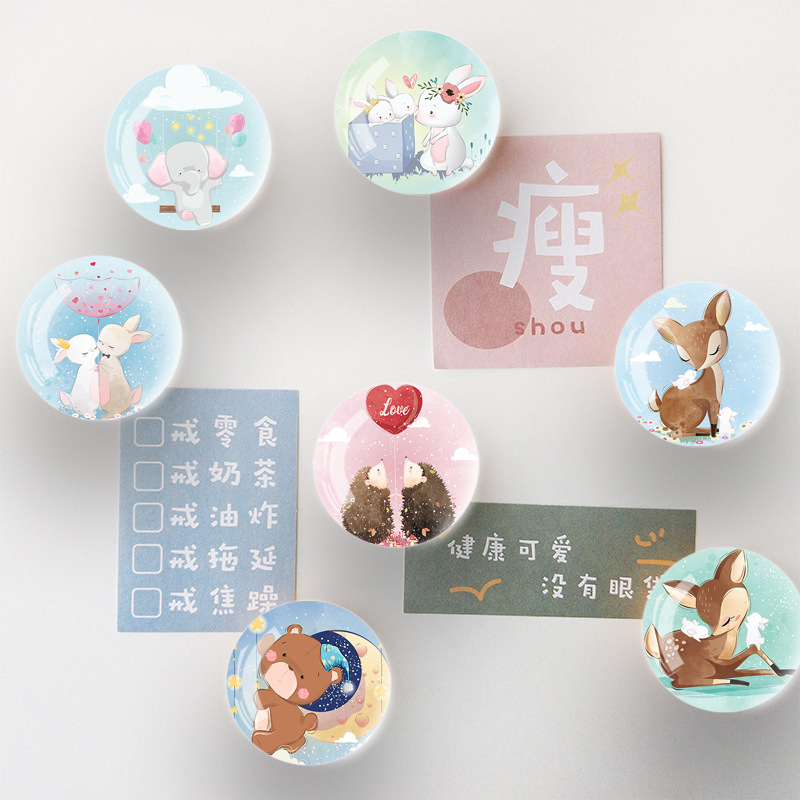 Factory Direct Sales Panda Rabbit Sika Deer Crystal Fridge Glass Sticker Magnetic Force Whiteboard Sticker Magnetic Sticker