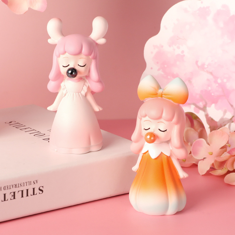 可爱梦幻吹泡泡少女盲盒蛋糕烘焙装饰摆件送同学随机惊喜小礼物