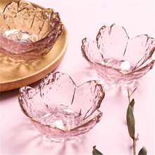 家用日式玻璃碟粉色金边蘸料碟厨房日用调味碟调料碗玻璃餐具小碗