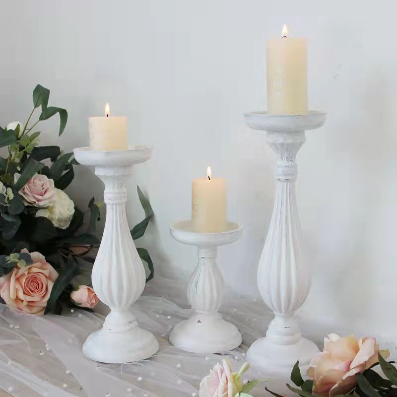 Nordic Simple Candle Candlestick Set Amazon Cross-Border Retro Wood Decorative Decoration B & B Ins Style Candlestick