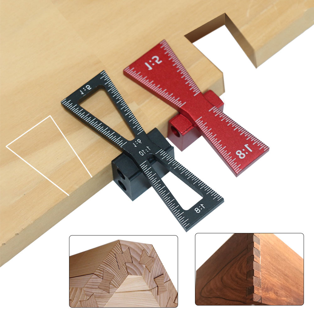 Dovetail Joint Aluminum Alloy Marking Template 1:5 1:8 Wooden Hinge Gauge with Hinge Gauge Guide Tool