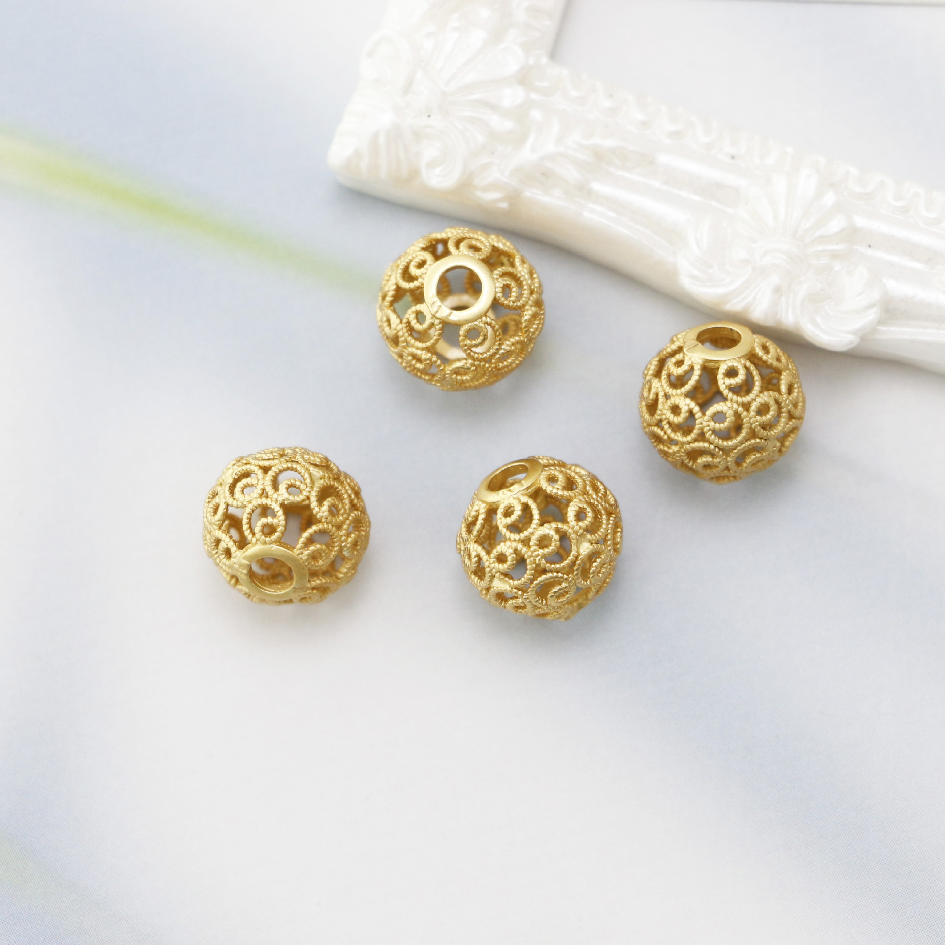 14k包真金珠光面圆珠散珠隔珠串珠手工diy手链项链饰品配件材料