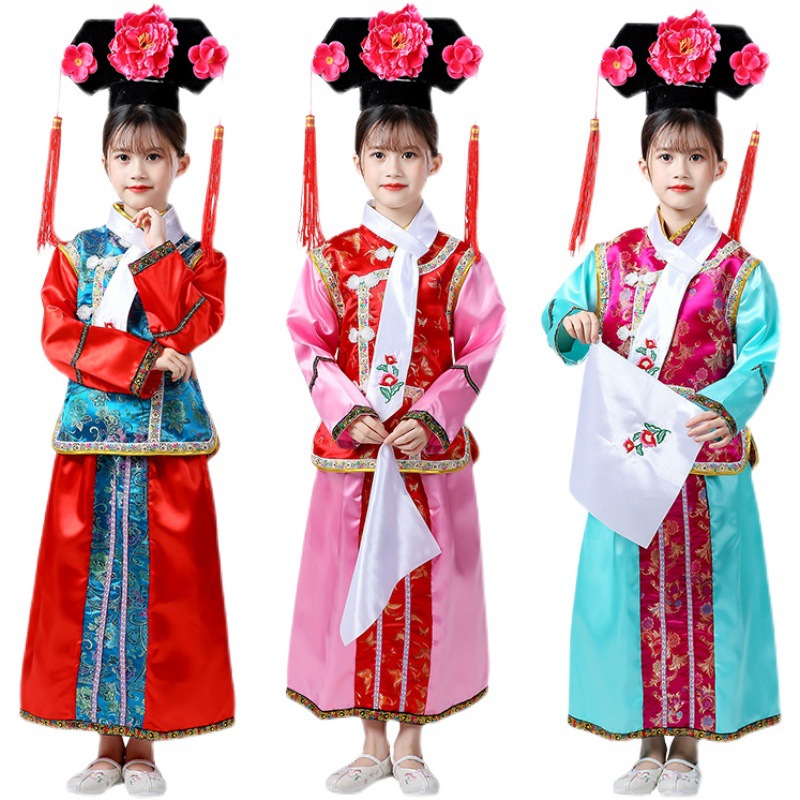 儿童格格服满族服装还珠格格女童古装演出服清朝贵妃宫廷公主旗服