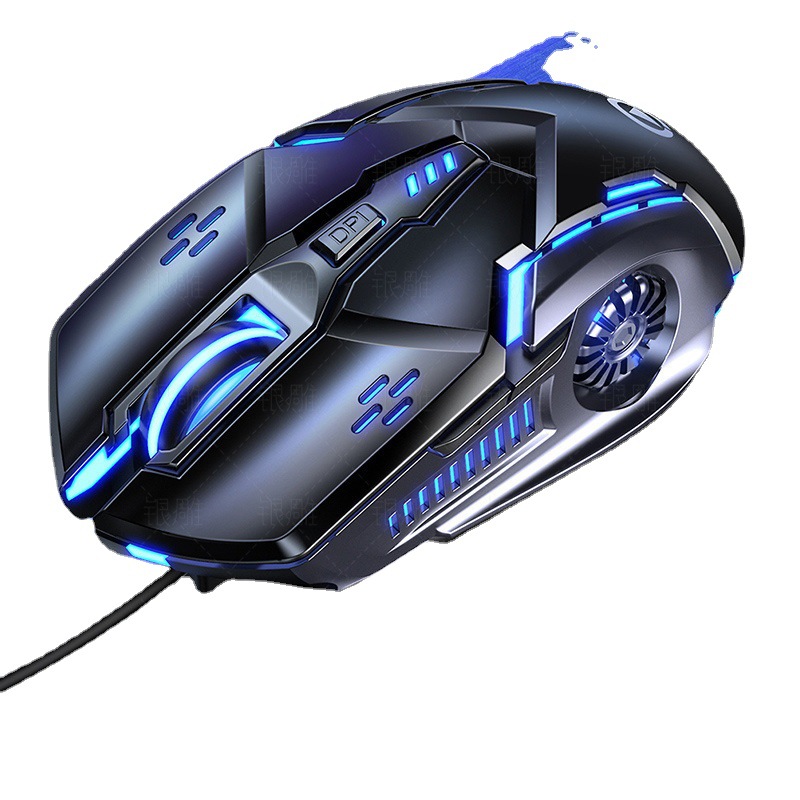 6键多彩发光游戏鼠标多档变速家用办公网咖usb有线鼠标批发代发