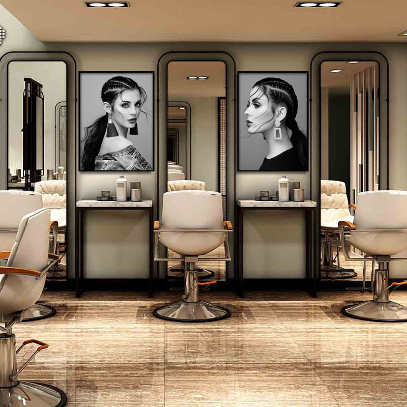 理发店装饰画美发店个性墙壁画发型图片挂画网红发廊海报背景墙