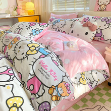 公主卡通凯蒂猫纯棉床上四件套100全棉儿童床品女孩粉被套床单KT