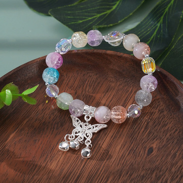 新款国潮流苏蝴蝶手链时尚爆花水晶手串文创饰品景区热销爆款货源