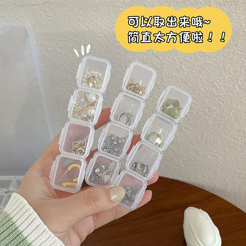 Transparent Jewelry Box Dustproof Earrings Necklace Multi-Grid Storage Box Bracelet Ring Exquisite Ornament Sealed Box Wholesale