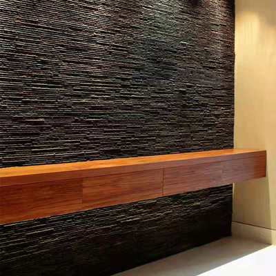 青石板黑色青色流水石 园林庭院文化石背景墙 水幕墙流水板贴墙图