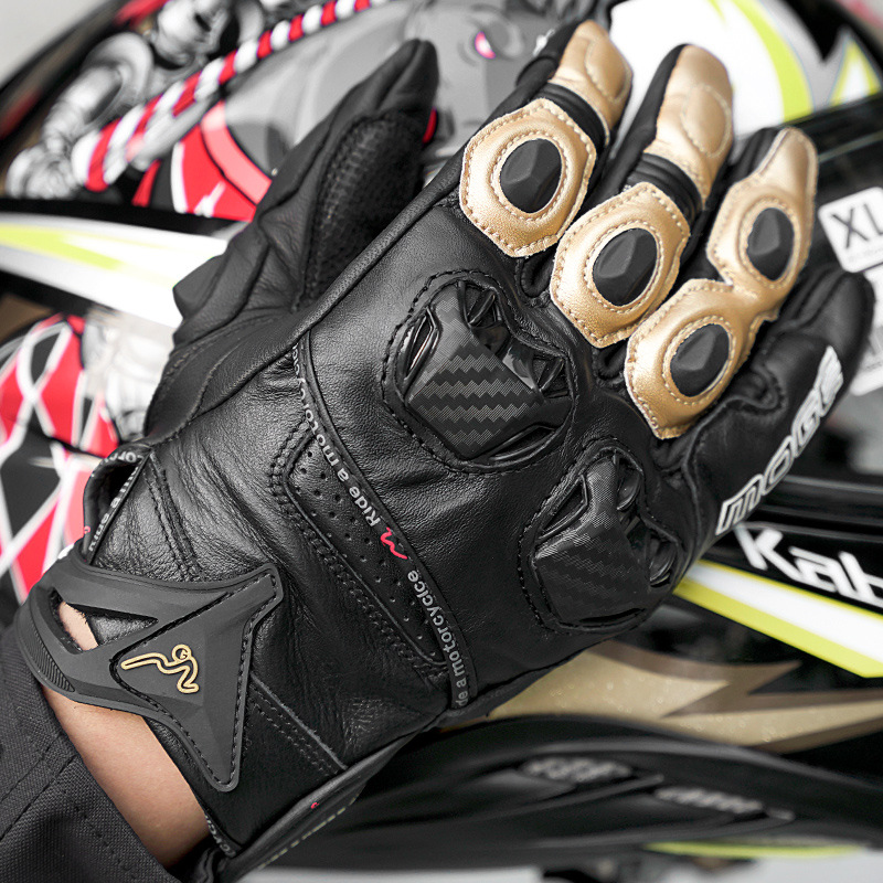 摩托男孩手套摩托车骑行手套皮机车赛车赛道竞技防摔防护真皮碳纤