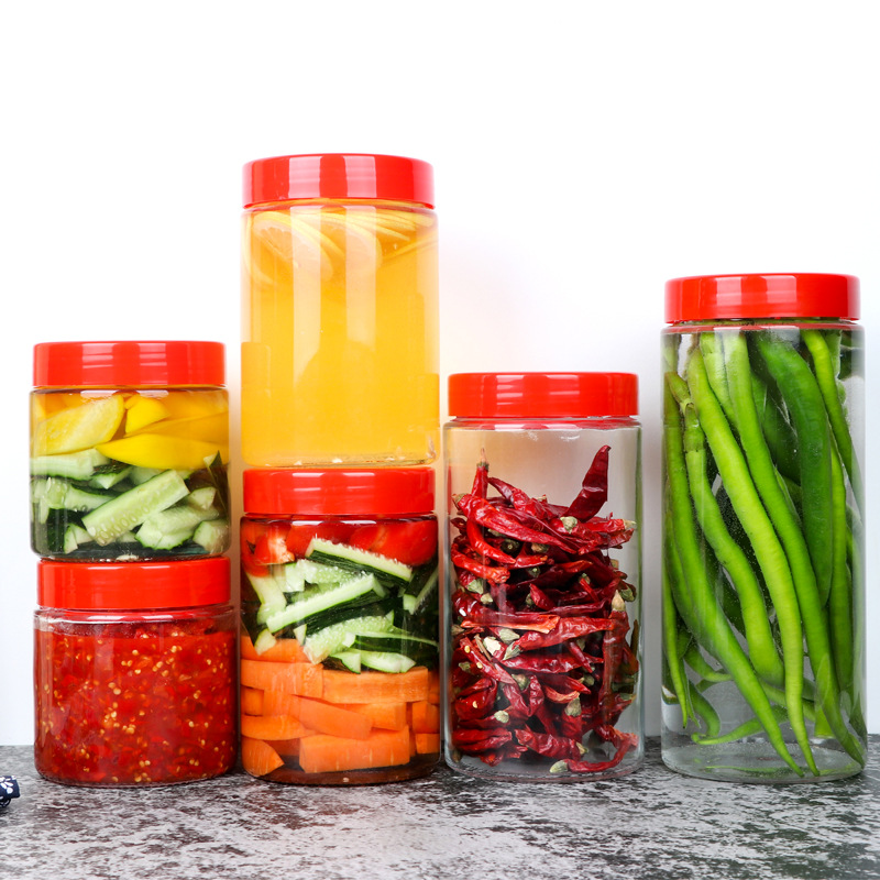 Wholesale Glass Sealed Can Soy Sauce Pickles Honey Chili Sauce Canned Kimchi Jar Spot Household Grains Storage Bottle