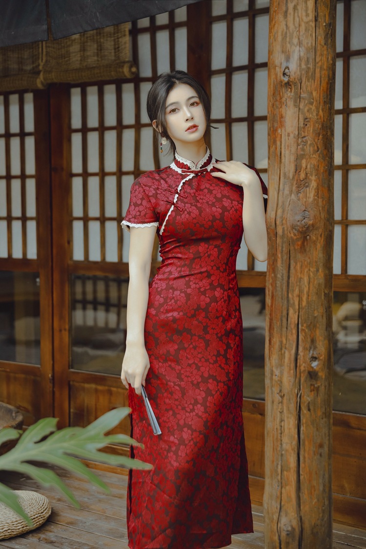 老上海法式改良旗袍民国风红色古典少女年轻款显瘦气质优雅连衣裙