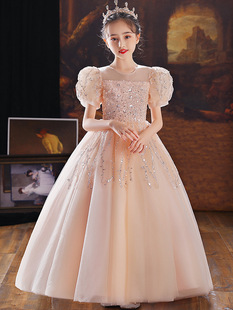 儿童礼服公主裙2022钢琴演奏演出服女童新款生日宴会主持人晚礼服rmb