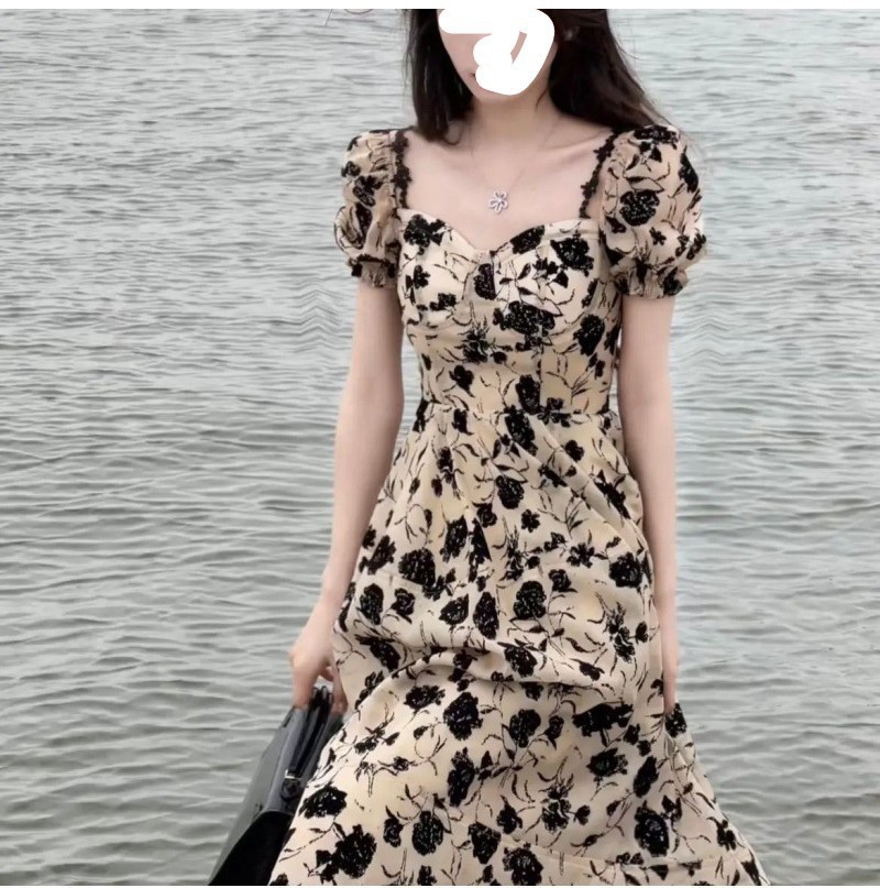 High-Grade Hepburn Style French Style Temperament Floral Dress Spring Women's New Suspender Long Dress Summer 2023