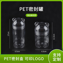 塑料收纳食品瓶子动物大头熊透明包装瓶可印制密封pet花茶饼干罐
