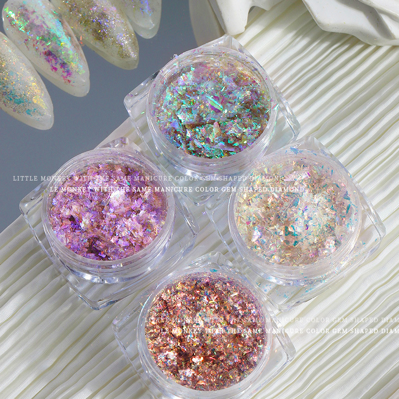 Opal Pink Nail Ornament Mixed Diamond in the Debris Aurora Shimmering Powder Sequins Accessories Brocade Powder Jewelry Nail Beauty Products Wholesale