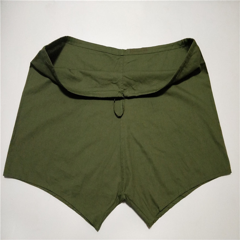 纯棉八一棉布裤衩军绿大平角裤老人纯棉男高腰老式棉宽松抽绳内裤