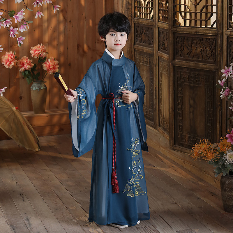 2021儿童古装汉服男童中国风春秋超仙古风唐装少爷服男孩套装薄款