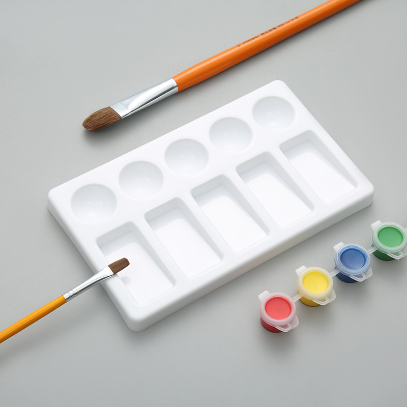 10孔长方分隔调色碟 水彩画丙烯调色盘美术学生国画色彩颜料盘