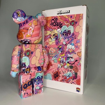 限量联名 bearbrick暴力熊400%qq情人节限定潮流展示玩具公仔