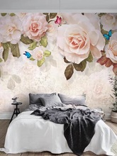 北欧壁布手绘油画个性花朵壁纸客厅沙发电视背景墙纸卧室墙布壁画
