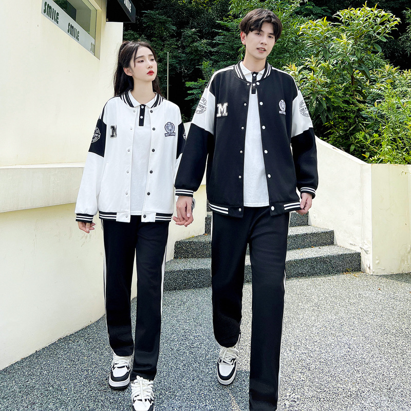 春秋季校服套装初中生棒球服外套学院风高中学生运动会班服三件套