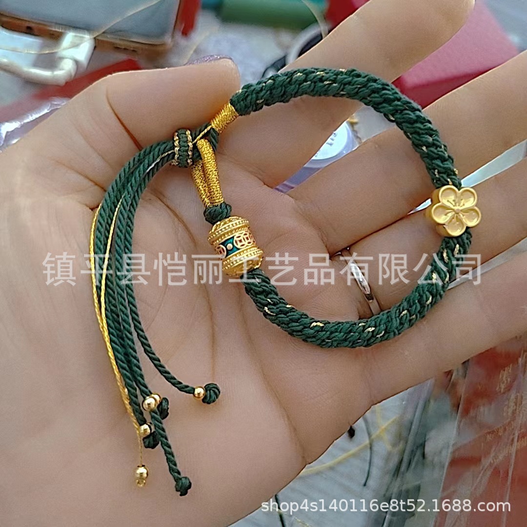 新款尼波尔藏式手工编织手链网红款棉线玉米结手链加金线手链批发