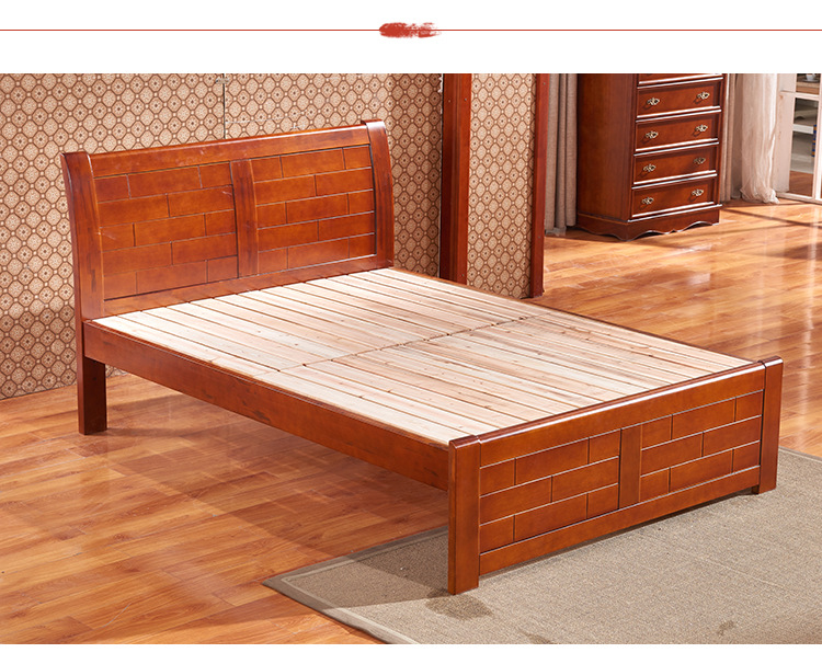 峪喆现代中式香樟木床全实木双人床田园卧室婚房1米5和1米8成人床