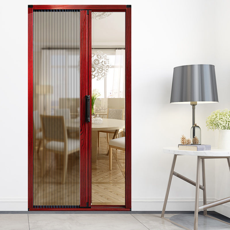 防蚊推拉纱门家用沙窗网免打孔卧室农村铝合金隐形折叠门帘夏