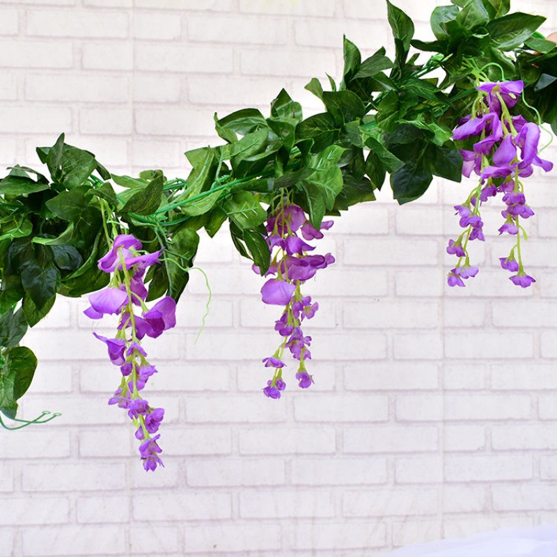 紫藤花仿真藤条室内吊顶管道婚庆装饰玫瑰花藤缠绕塑料花假花藤蔓