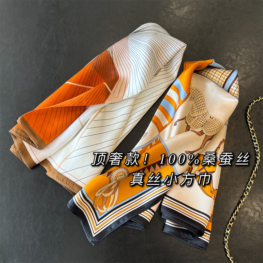 法式气质100桑蚕丝真丝发带绑包丝巾小方巾女春f030528-阿里巴巴