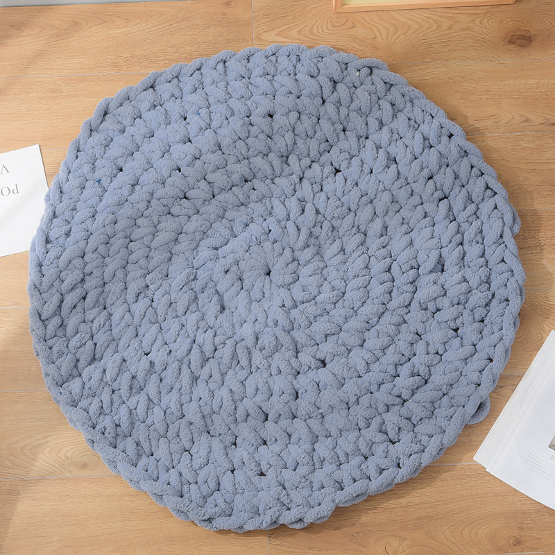 新款雪尼尔手工编织圆形椅子垫粗毛线ins风坐垫飘窗垫