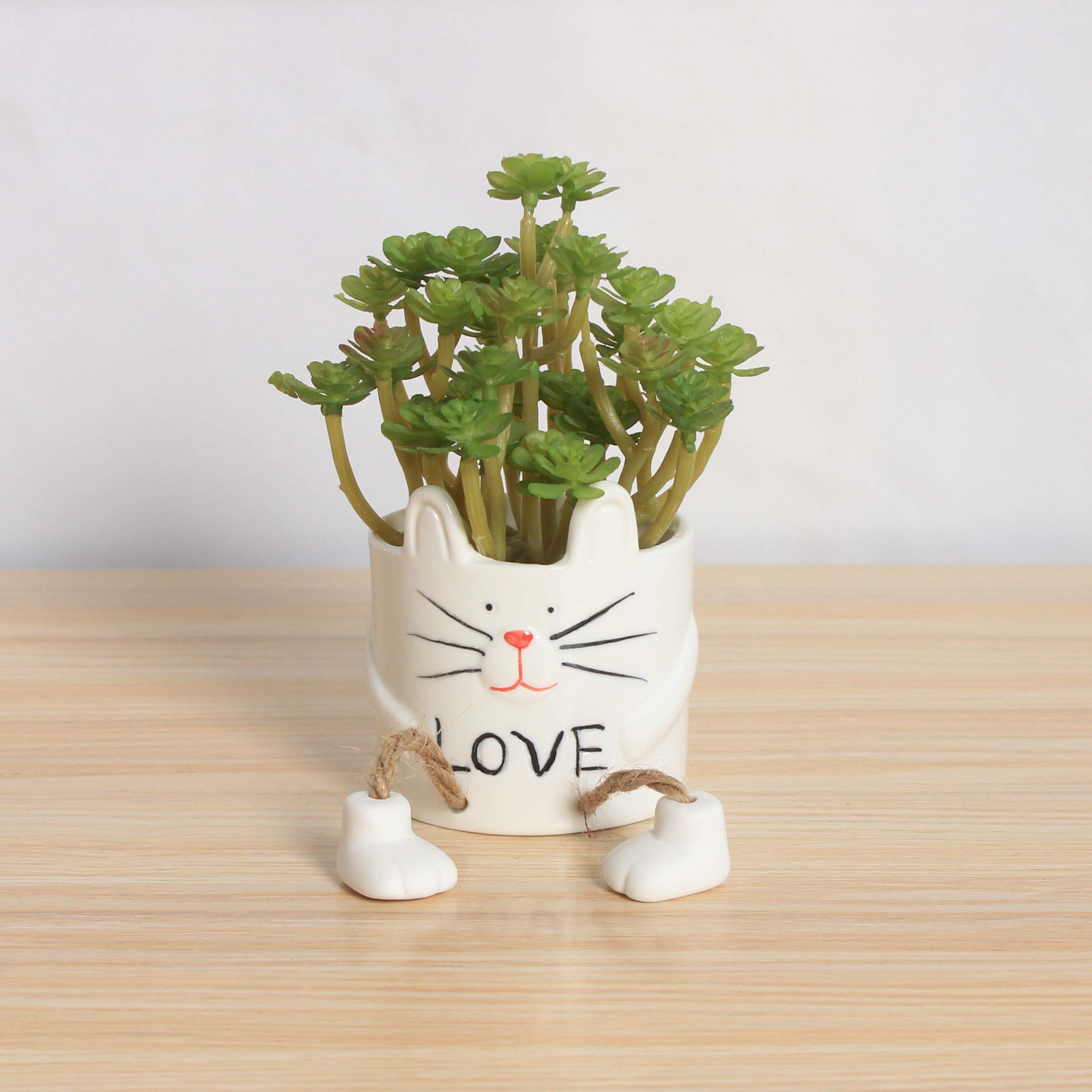 厂家直批陶瓷吊脚多肉花盆 创意卡通多肉植物花盆 花盆陶瓷9006