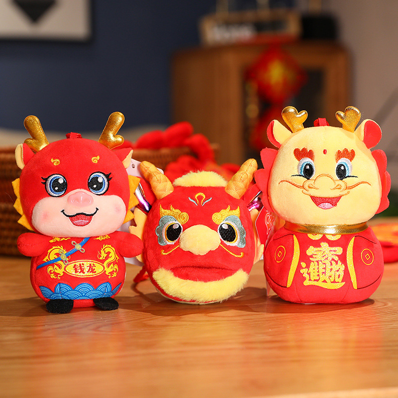 2024创意民族风龙挂件毛绒玩具新年吉祥物过年装饰礼品现货批发