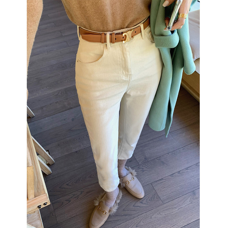 【牛仔法棍裤】高腰九分牛仔裤女设计感小众直筒裤小脚裤子女秋冬