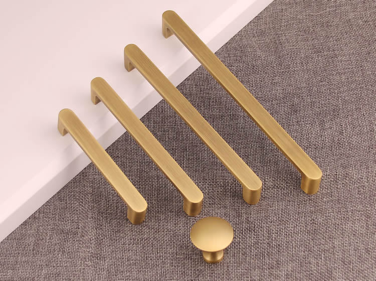 黄铜拉手实心现代简约衣柜抽屉床头柜拉手圆形单孔鞋柜全铜拉手