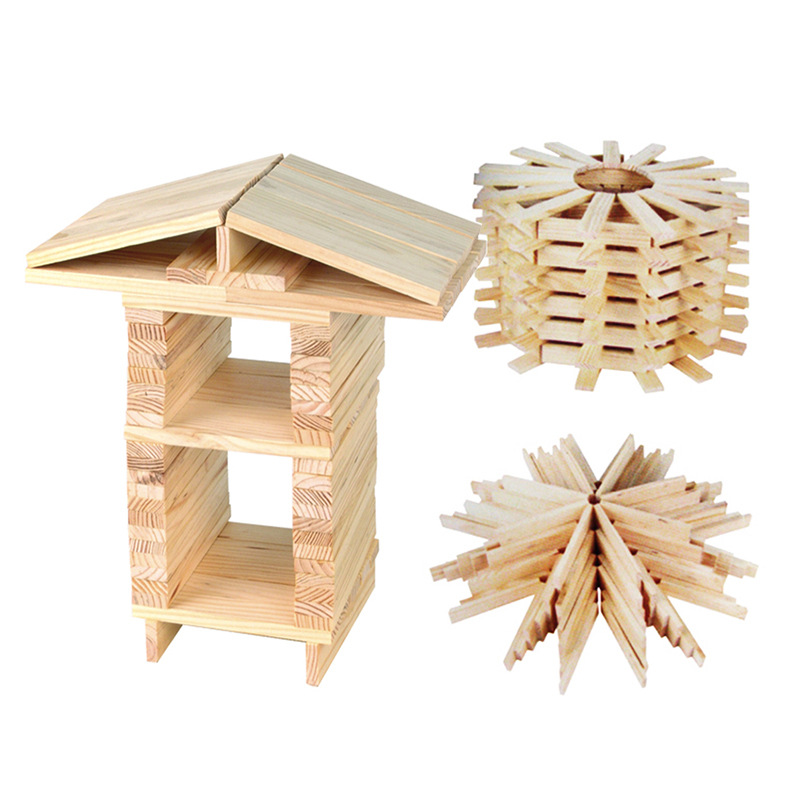 厂家直供100片原色搭建木头积木卡普乐木制儿童益zhi早教类玩具