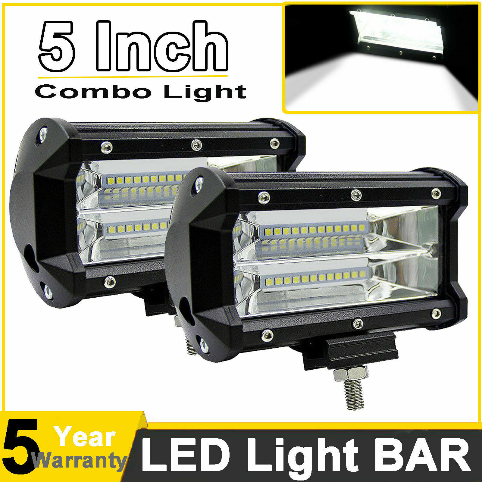 汽车led工作灯 跨境 5英寸led双排长条越野车顶72w射灯 图片_高清大图