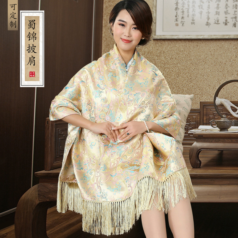成都特产蜀锦披肩女提花外搭商务送老外礼物民间工艺品风