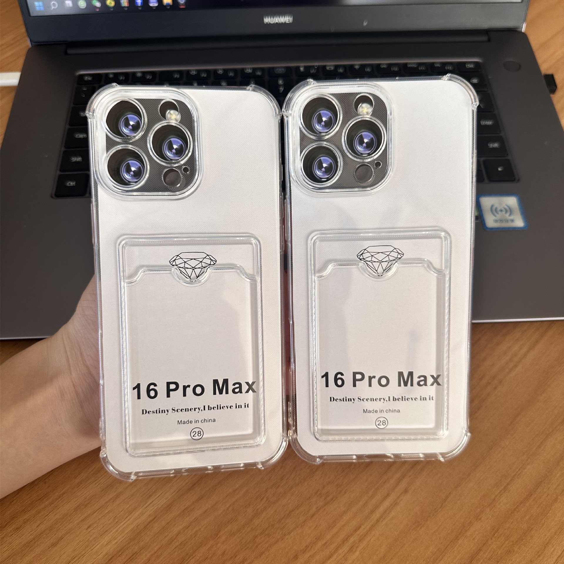 适用苹果17Promax透明防摔卡包IP16e可插卡全包气囊手机软保护壳