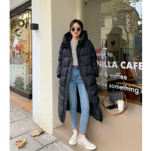 零下30度！90白鹅绒保暖修身显瘦过膝中长款连帽羽绒服女休闲百搭