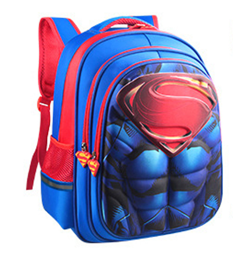 Elementary School Student Cartoon Schoolbag Boy Double Shoulders Backpack Baby Bag Superman 3D Hard Shell Spider-Man Batman