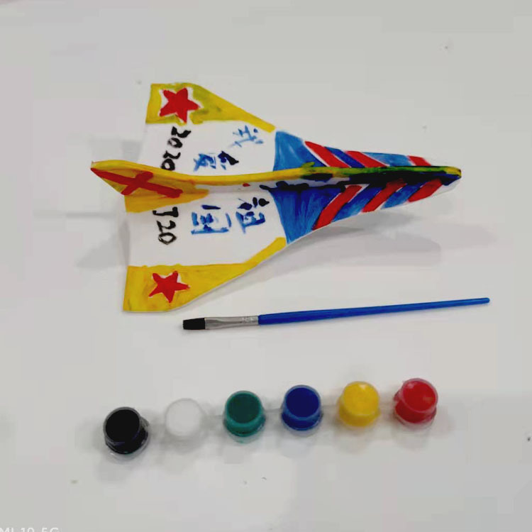 大号手抛涂鸦白色diy泡沫小飞机弹射滑翔儿童玩具飞行器航模批发