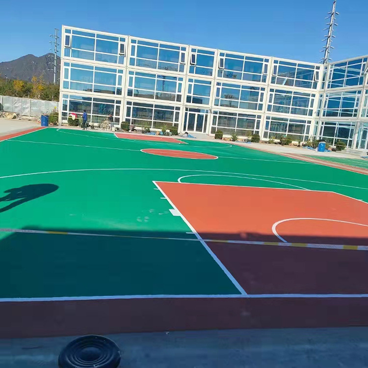 0成交1205平方米厂家批发硅pu篮球场材料篮球场施工硅pu场地铺设上门