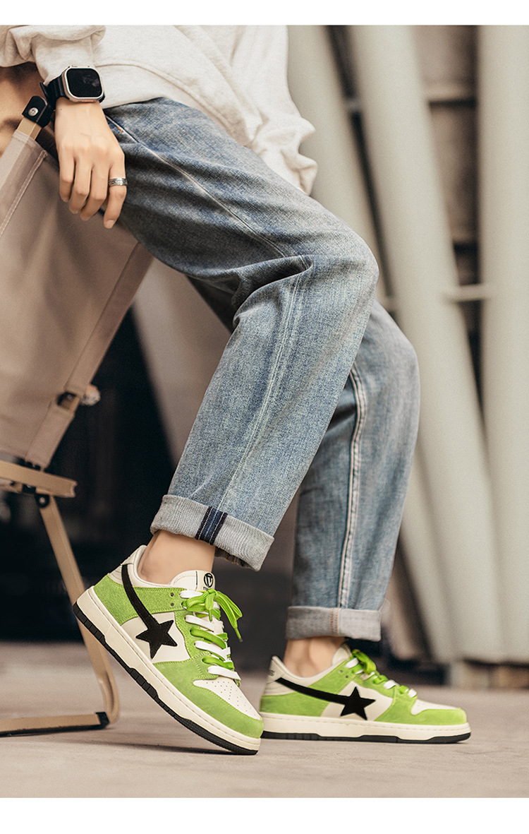 星星板鞋男空军鞋子一号男款莆田鞋滑板鞋黑白秋季面包休闲潮鞋