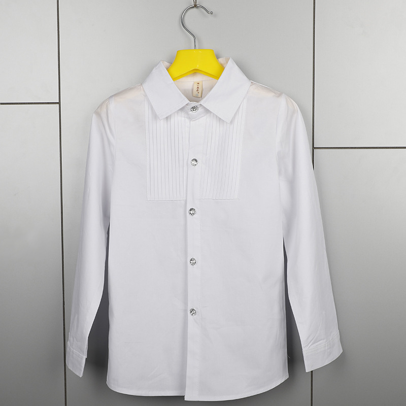 Children's Shirt Long Sleeve New Korean Style Boys' Pure White Cotton Shirt Children Shirt Lapel Kids' Shirts Wholesale