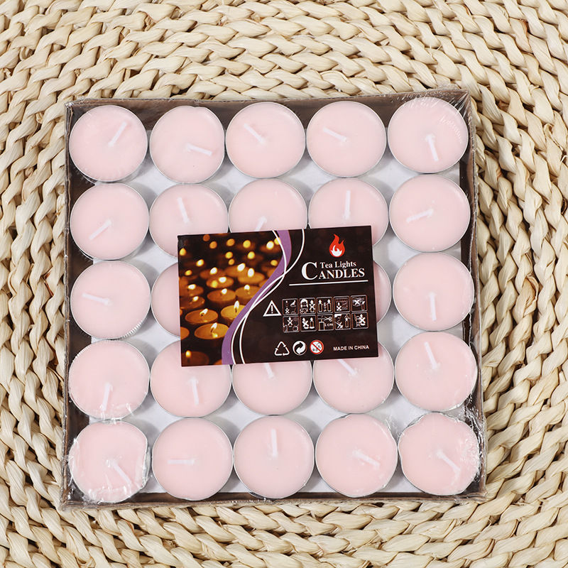 Round Tealight Valentine's Day Proposal Display Map Hotel Tea Cooking Smoke-Free Fire Paint Small Candle Cross-Border