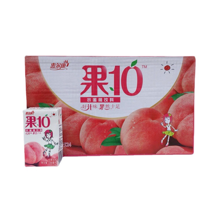 惠尔康盒装果10水蜜桃饮料 盒箱装水蜜桃味果汁 水果饮料批发