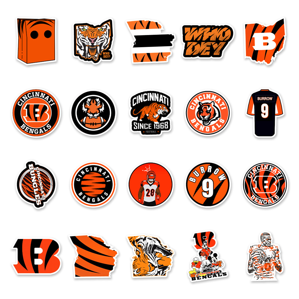 50张美国橄榄球辛那提猛虎队涂鸦贴纸汽车手机水杯装饰贴纸批发