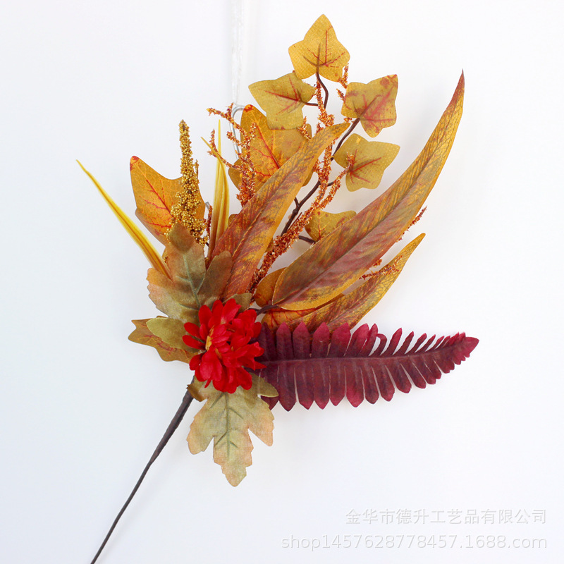 Amazon Hot Selling Autumn Thanksgiving Decorations Artificial Flower Bouquet Harvest Festival Home Wall Decoration Twig Cutting Wholesale